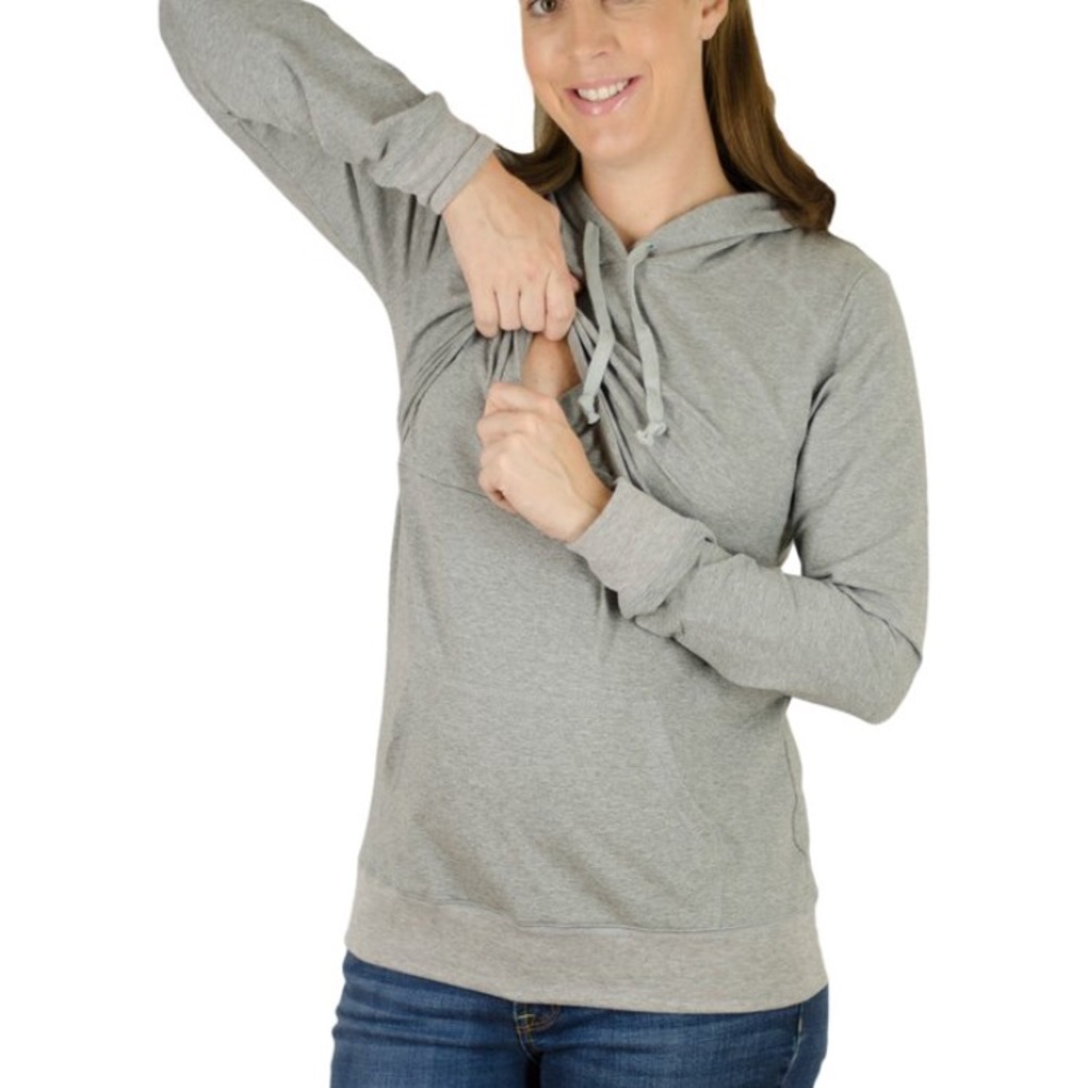 Gray Latched Mama light weight nursing hoodie XL